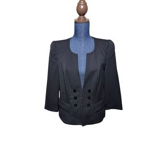 White House Black Market Black Military Style Jacket Womens 8 M Steampunk Blazer